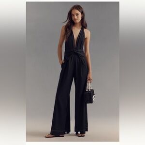 Maeve Linen Halter Bow Jumpsuit